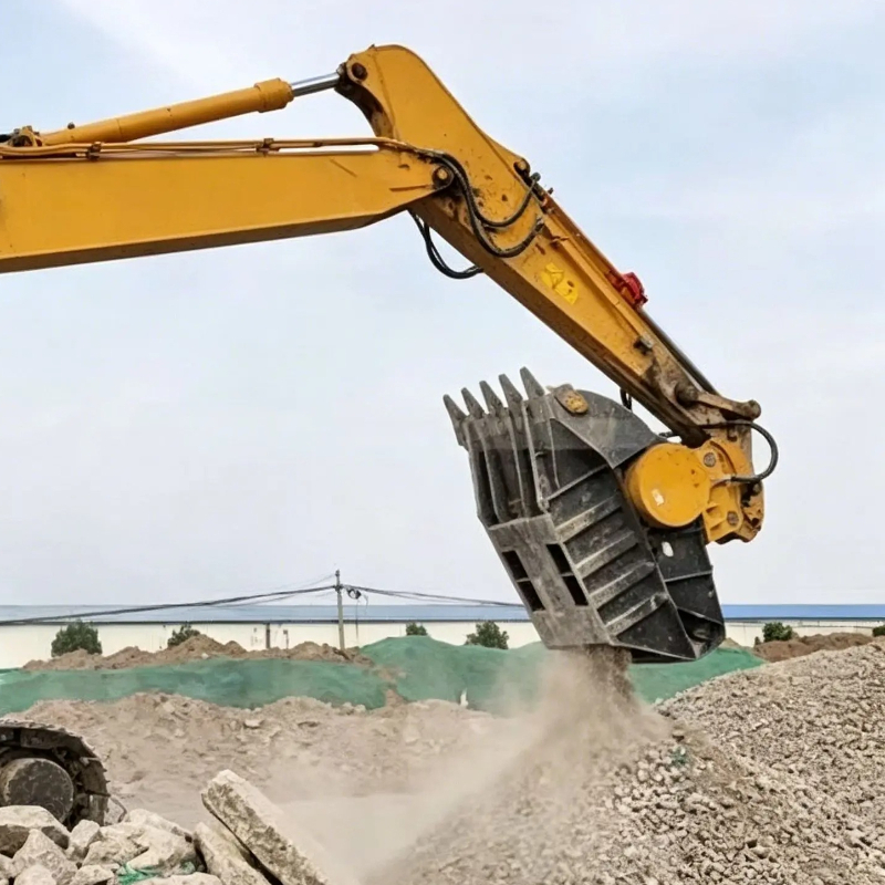 Heavy Equipment Attachments - Rock Excavator Crusher Bucket Hydraulic Concrete