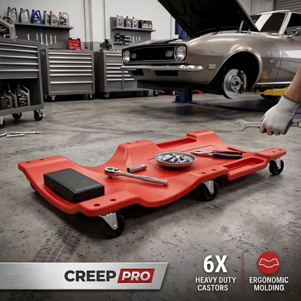 Heavy Equipment Maintenance - 40'' 6-Wheel Heavy Duty Mechanic Creeper,