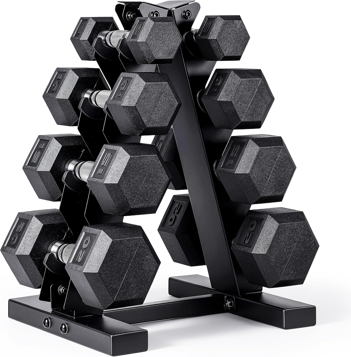Heavy Equipment Paint - Rubber Coated Hex Dumbbell Set With